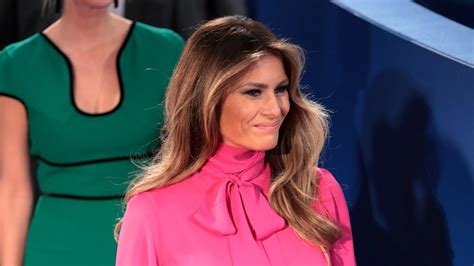 melania wore a pink gucci pussybow blouse|Melania Trump in Ralph Lauren Collection’s Pussybow Blouse.